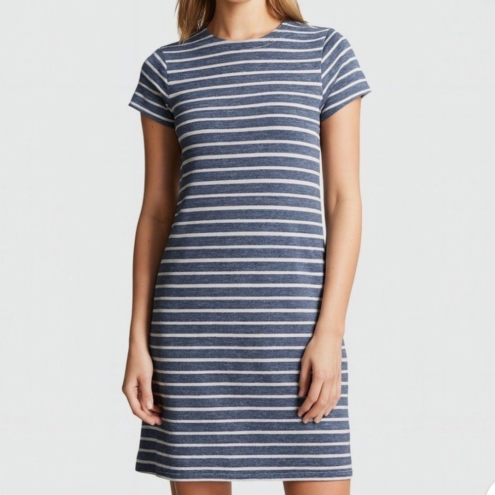 Sail to Sable STS Heathered Blue White Striped Knit Dress Small – Shift Style